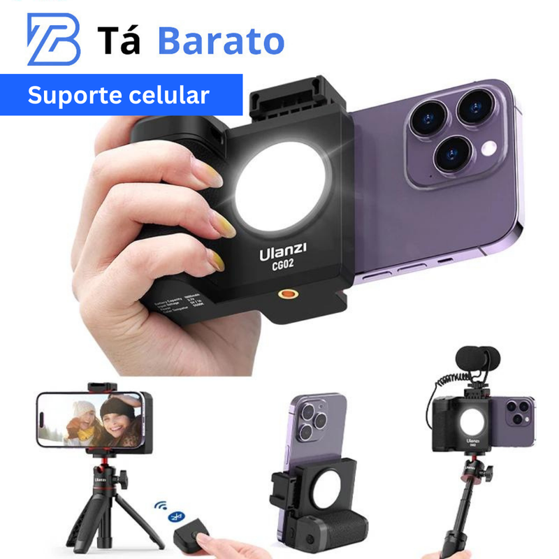 Suporte de mão com Luz adicional + Controle Bluetooth