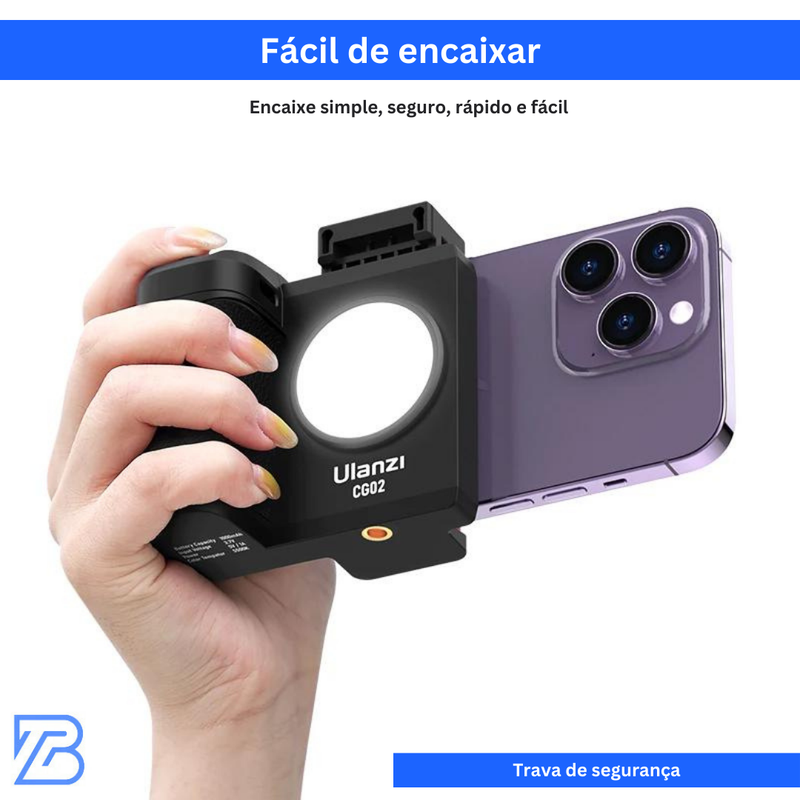 Suporte de mão com Luz adicional + Controle Bluetooth