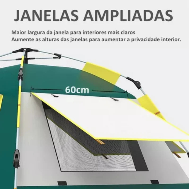 Barraca automatica de acampamento impermeável para 3-4 pessoas - 210x200x130cm